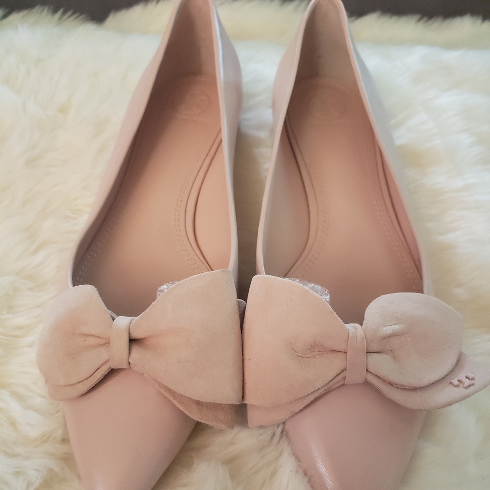 Tory Burch Rosalind Pink Bow Flats